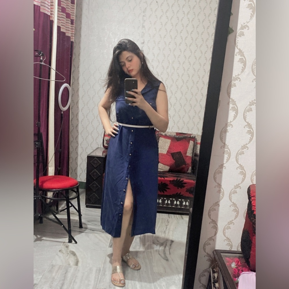 denim long dress( fade blue with white strands) - Picture 9 of 16
